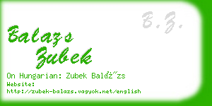 balazs zubek business card